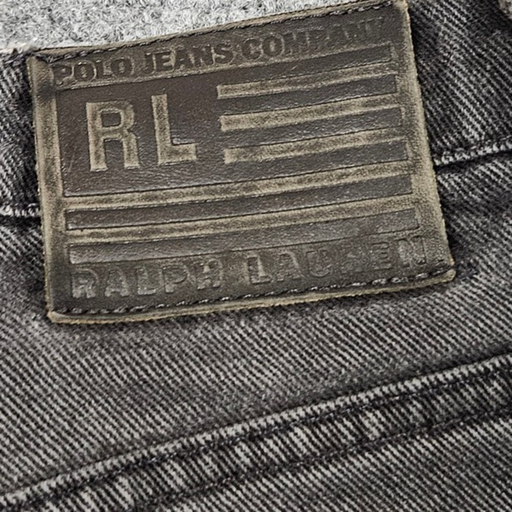 Y2K Polo Ralph Lauren Jeans 14x31 Black Denim Relaxed Faded Grunge Vintage Moto - Picture 6 of 12